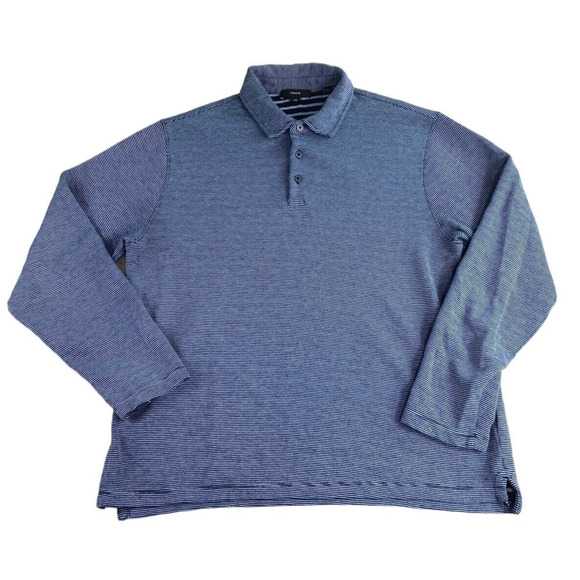 Vince Heather Stripe Long-Sleeve Sz M Vince Camuto Polo Shirt Sz M Coastal Blue - Picture 3 of 6